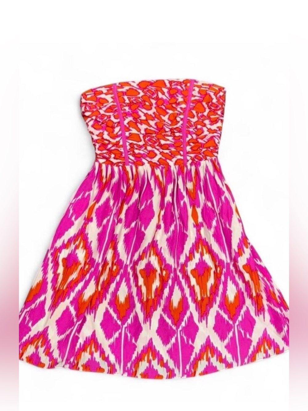 Alice & Trixie Pink and Orange Strapless Patterned Sundress